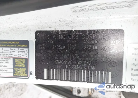 2015 Kia Optima Hybrid Ex z USA, uszkodzony, nr VIN KNAGN4AD9F5091142